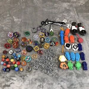 Beyblade Tomy Takara Tops Spinners Metal Launchers Cords Burst Large Lot - Picture 1 of 8