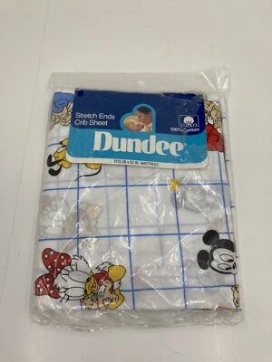 Sábana bajera vintage Dundee Disney Baby Mickey & Friends para cuna Minnie 28x52 NUEVA Foto 1 de 3