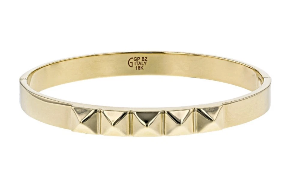 Brazalete Moda Al Massimo Oro Amarillo 18k Sobre Pirámide de Bronce Ovalado Bisagras Foto 1 de 3