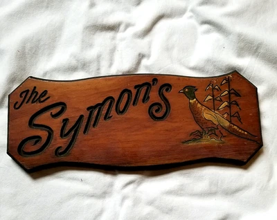 Letrero de madera The Symon's Simon Pheasants Forever Hunter Tavern 18x7" hogar familiar Foto 1 de 4