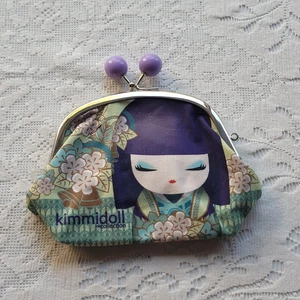 Kimmidoll Collection Coin Purse Purple Lavender Geisha Girl Flowers - Picture 1 of 8