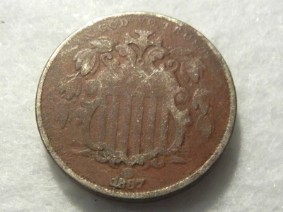 1867 shield nickel five cent us coin - Image 1 of 2