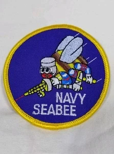 US Navy Seabees Embroidered Patch Naval Construction Battalion Bumblebee Weapon - Picture 1 of 4