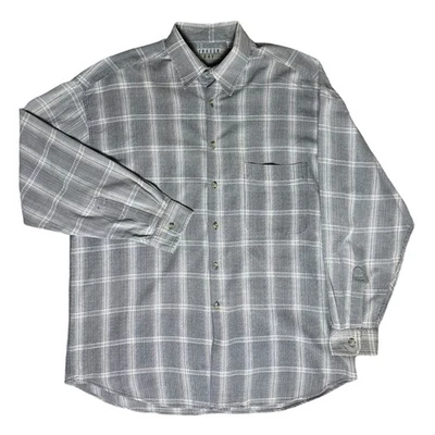 Camisa masculina de manga comprida Trader Bay grande cinza Glen xadrez com botões - Imagem 1 de 4