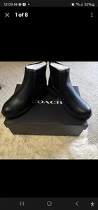 Coach Lory Leather Bootie In Black Size 8 - Picture 1 of 7