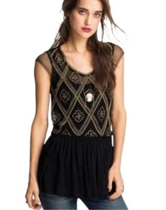 Free People Holiday to India Sleeveless Beaded Top Women's Size L - Picture 1 of 6