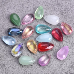 10pcs 14x8mm Teardrop Crystal Lampwork Glass Top Drilled Pendants Loose Beads - Picture 1 of 32