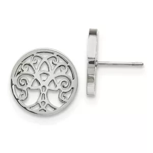 Chisel Stainless Steel Polished Tree Post Earrings SRE1140 - Picture 1 of 2