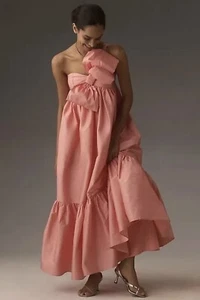 anthropologie atsu abito taglia XXS Petite rosa salmone maxi abito fiocco (209) - Foto 1 di 7