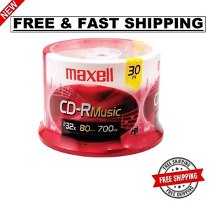 CD-R Blank Media 30 Pack Spindle Maxell Audio Music 32X 80 Minute 700MB Player - Picture 1 of 2