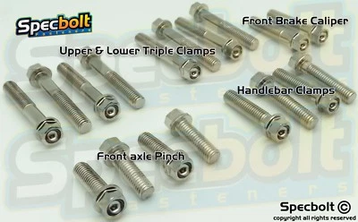SUZUKI RMZ250 Triple Clamp Fork Axle Pinch Bolt Dress Up Kit Nickel RM-Z 250 - Image 1 of 4