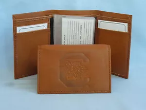 SOUTH CAROLINA GAMECOCKS Leather TriFold Wallet NEW brown 2 - Picture 1 of 5