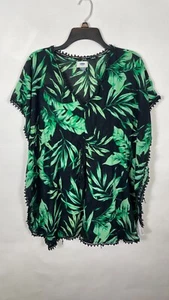 Old Navy Womens Blouse Top Waist Tie Leaf Print Green Black Size Small - Imagen 1 de 14