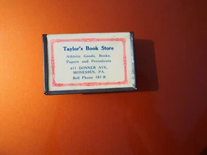Vintage Taylor's Book Store Monessen PA Advertisement Safety Match Box Case - Picture 1 of 8