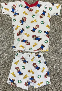 NINTENDO Super Mario 1-up Mushrooms S/S Shirt Shorts Pajama Set Pjs Boys Size 10 - Picture 1 of 2