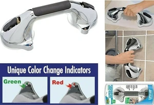 Deluxe Super Grip Suction Mount Chrome Handle Safety Indicators Mobility Safe - Picture 1 of 7