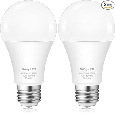 3 Way LED Light Bulbs 40 60 100 Watt Equivalent 2700k Warm White Three Way - Image 1 of 4