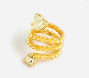 J.Crew Nails by Mei Spiral Heart Ring Size 5 Wild Dandelion Yellow Crystal NEW - Picture 1 of 20