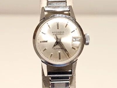 VINTAGE SMALL 20mm STAINLESS STEEL LADIES SWISS AUTOMATIC WATCH "RODANIA" 21J - Image 1 of 4