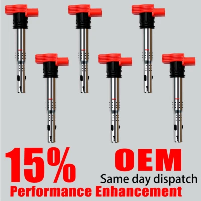 6X Bobina de encendido OEM mejorada para Audi A4 A6 A7 A8 Q5 Q7 S4 S5 SQ5 3,0 L V6 UF529 Foto 1 de 4