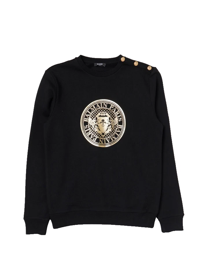 Moletom BALMAIN LOGOTIPO MOEDA PRETO BT4P60 930OR - Imagem 1 de 1