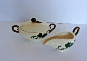 METLOX POPPYTRAIL CALIFORNIA IVY CREAMER COVERED SUGAR SET VINTAGE - Picture 1 of 2