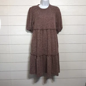 KNOX ROSE Damen Kleid Gr. XS Kurzarm Stufen Pulloverkleid Burgund - Bild 1 von 10