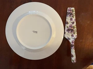 Baum Bros Formalities Purple Cake & Server W/Gold Trim 11” W - Picture 1 of 12