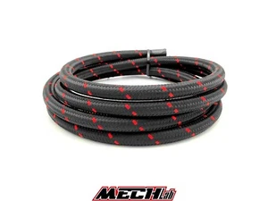 tubo benzina in treccia acciaio + nylon interno gomma 10mm AN8 8-AN rosso nero - Afbeelding 1 van 2