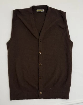 Vtg Sears Sportswear Cardigan Sweater Vest Men’s XL Tall Brown Grandpa - Image 1 of 4