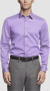 $79 Camisa de vestir de algodón calce regular para hombre Calvin Klein Orquídea L 16,5 34-35 - Imagen 1 de 6