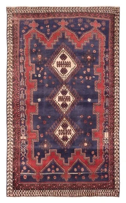 Vintage 4'7" x 8'0" Geometric Hand-Knotted Carpet Traditional Wool Area Rug - Image 1 of 4