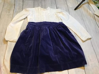 Vestido Polly Flinders Vintage Azul Terciopelo y Blanco Niñas Sin Talla 12 X 24  Foto 1 de 4