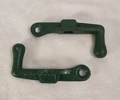 (2) Vintage Cast Iron Steel Turn Handles Farm Tractor Green - Image 1 of 4