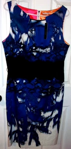 NWT T Tahari Sleeveless Midi Dress Belted BLUE AND WHITE  Size 16-MISSING BELT - Picture 1 of 6