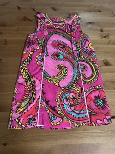 Lilly Pulitzer Girls 7 Pink Ruffled Floral Paisley Lined Dress - Picture 1 of 5
