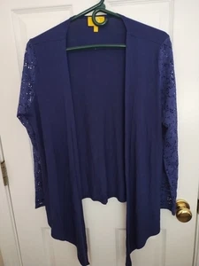 Liz Lange Women's Royal Blue Lace Sleeves Open Sweater - Size Medium - Picture 1 of 3