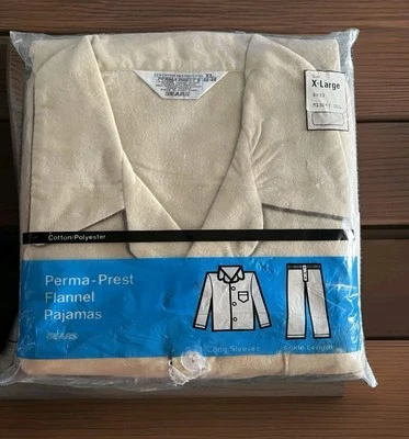 Juego de pijama de franela vintage años 70 Sears Perma-Prest para hombre XL NOS stock muerto Foto 1 de 4