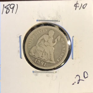 1891 Seated Dime F (DB1:150) - Picture 1 of 2
