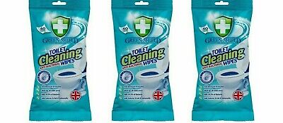 3 X 40 Green Shield Toilet Cleaning Wipes AntiBacterial Flushable Biodegradable • 8.29£