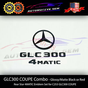 GLC300 COUPE 4MATIC Rear Star Emblem Black Letter Badge Logo Set Mercedes C253