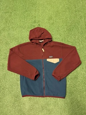 Patagonia Hoodie Boys Large 12 Red Blue Micro D Fleece Sweater Full Zip Outdoor - Image 1 of 4