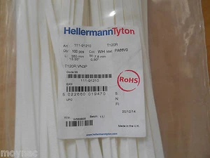 HellermannTyton weiß Nylon, Kabelbinder 380 mm x 7,6 mm, T120R - 100 Stück - Bild 1 von 5