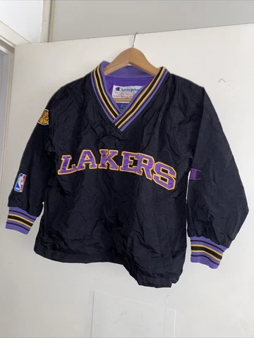 Champion Vintage 90s LA Lakers Windbreaker Pullover Jacket Youth S NBA showtime Cover