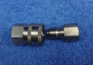 PRESSURE WASHER PAIR STAINLESS STEEL MIDI 14.8MM QUICK RELEASE COUPLING X 3/8BSP - Picture 1 of 12