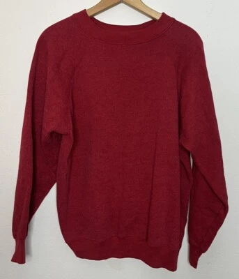 Винтажный 80-х Hanes ее путь толстовка женщин XL красный пуловер реглан вискоза сделано в США - Изображение 1 из 4