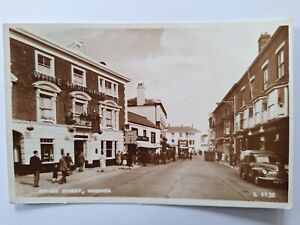 Andover, Bridge Street 1955, White Hart Hotel, Vintage Real Photo Postcard.