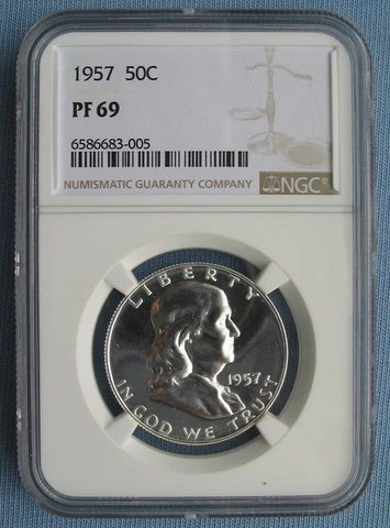 1957 Proof Franklin Half Dollar - NGC Graded PF 69 (50C pr69) Cover