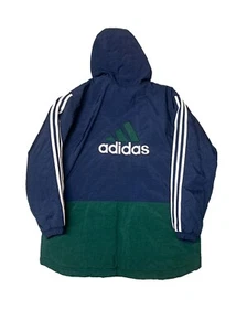 Vintage Adidas Windbreaker Jacket Youth Large Reversible Full Zip Heavy Blue - Picture 1 of 8