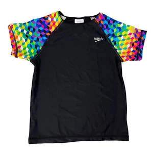 SPEEDO Girls Youth Small UV Rashguard Top Colorful Sleeves Surf Swim Beach - Picture 1 of 10